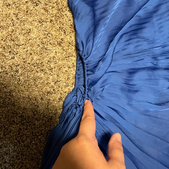 House of Harlow Formal Pleated One-Shoulder Satin Dress SZ MEDIUM Royal Blue - Picture 8 of 9